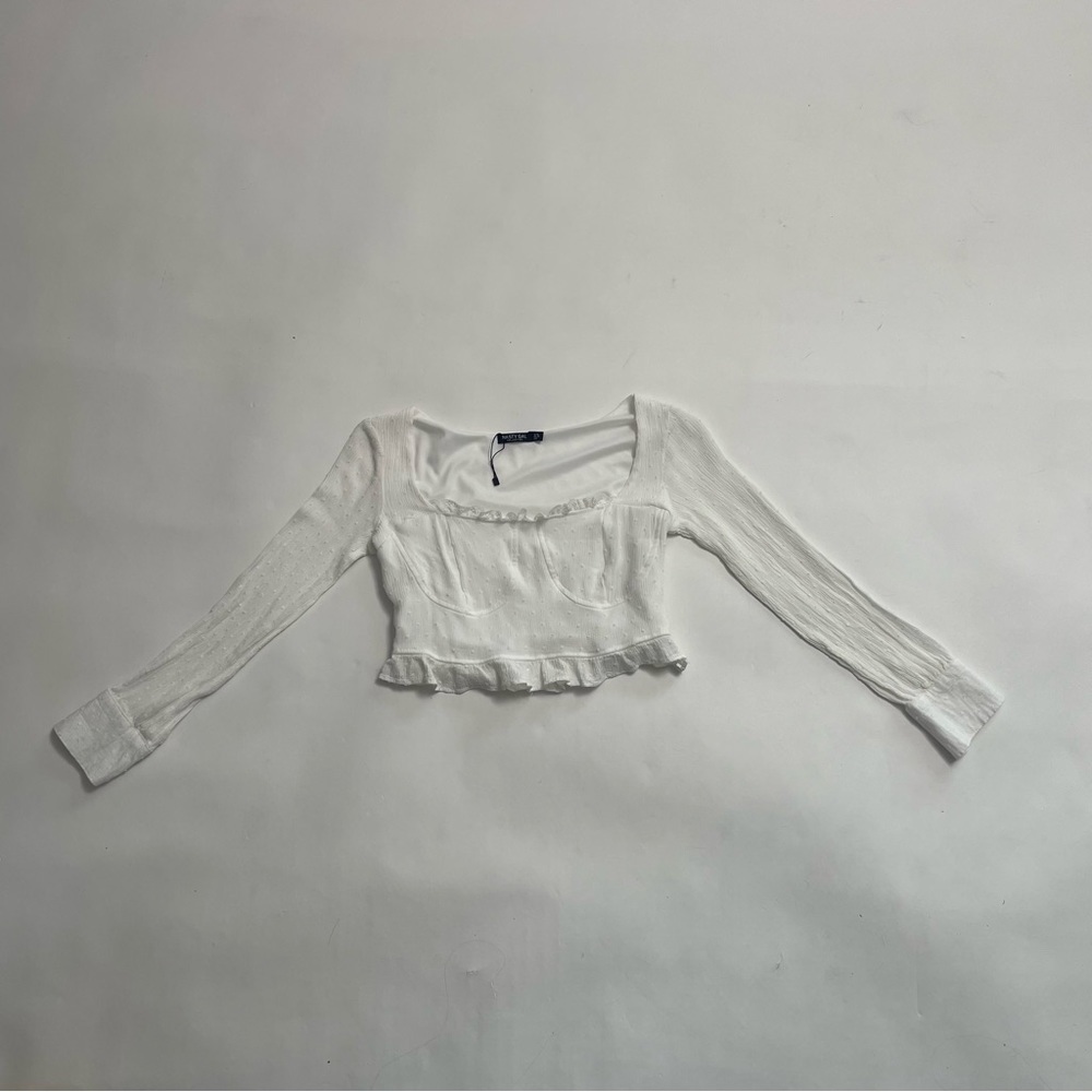 NASTY GAL white peasant style crop top - Picture 1 of 6